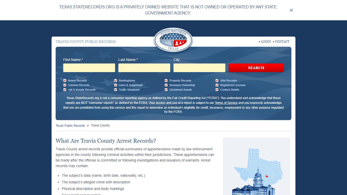Travis County Arrest, Court, and Public Records | StateRecords.org